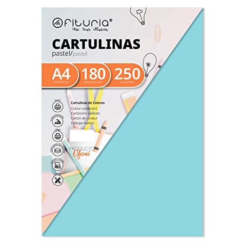 Pack 250 Cartulinas Color Azul ClaroTamaño A4 180g von OFITURIA