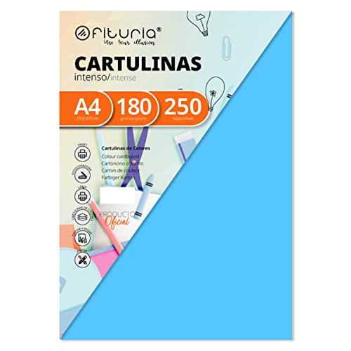 Pack 250 Cartulinas Color Azul Turquesa Tamaño A4 180g von OFITURIA