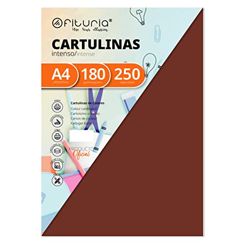 Pack 250 Cartulinas Color Marron Tamaño A4 180g von OFITURIA