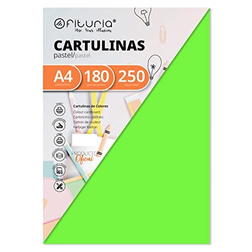 Pack 250 Cartulinas Color Verde Tamaño A4 180g von OFITURIA