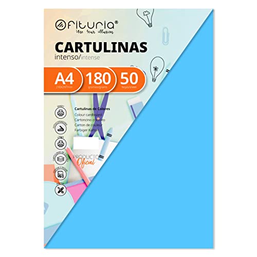 Pack 50 Cartulinas Color Azul Turquesa Tamaño A4 180g von OFITURIA