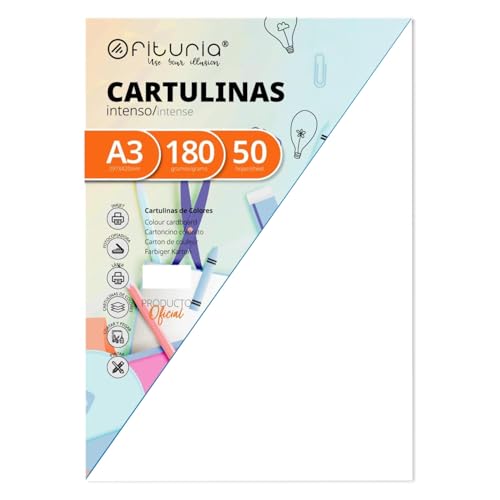 Packung mit 50 weißen Kartons, Größe A3, 180 g Packung mit 50 weißen Kartons, Größe A3, 180 g von OFITURIA