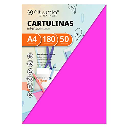 Pack 50 Cartulinas Color Fucsia Tamaño A4 180g von OFITURIA