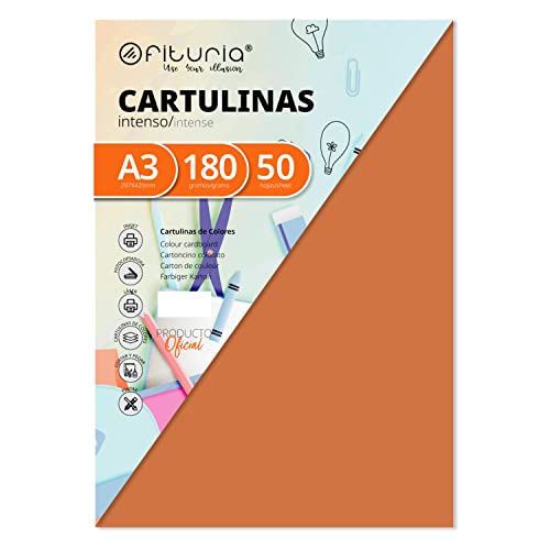 Pack 50 Cartulinas Color Marron Claro Tamaño A3 180g von OFITURIA