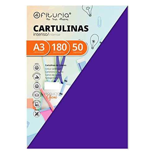 Pack 50 Cartulinas Color Morado Tamaño A3 180g von OFITURIA