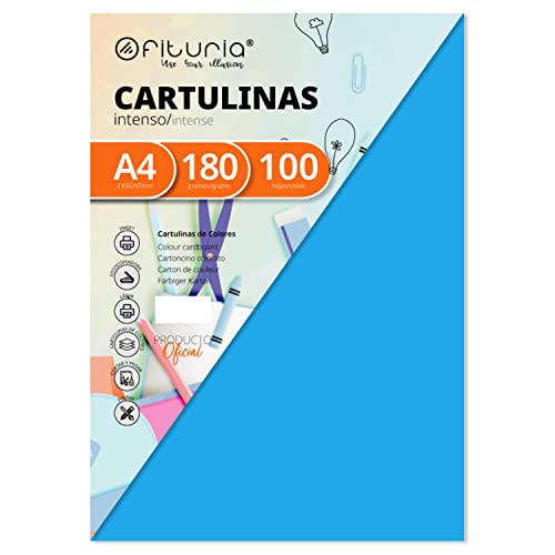 Pack 100 Cartulinas Color Azul Turquesa Tamaño A4 180g von OFITURIA