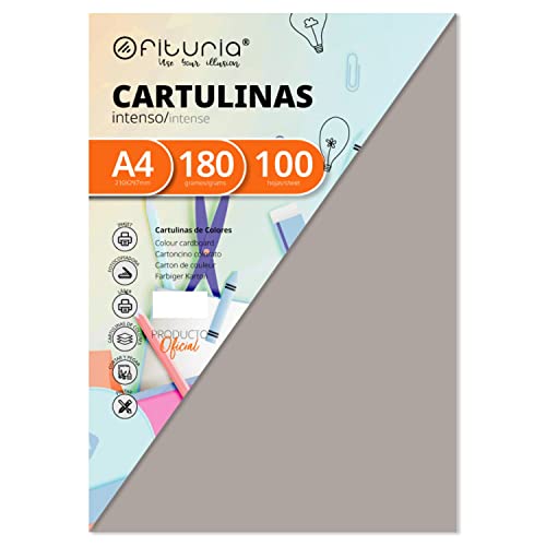Pack 100 Cartulinas Color Gris Tamaño A4 180g von OFITURIA