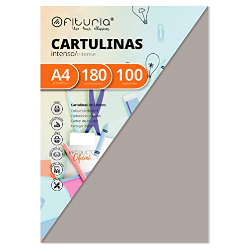 Pack 100 Cartulinas Color Gris Tamaño A4 180g von OFITURIA