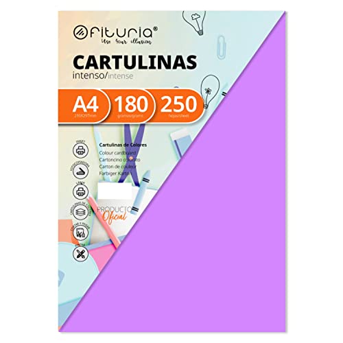 Pack 250 Cartulinas Color Lila Tamaño A4 180g von OFITURIA