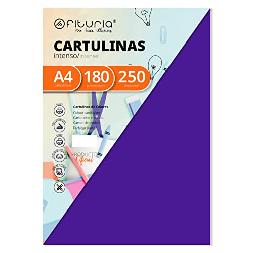 Pack 250 Cartulinas Color Morado Tamaño A4 180g von OFITURIA