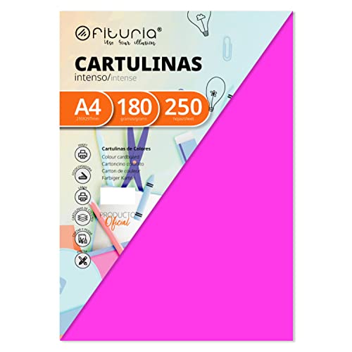 Pack 250 Cartulinas Color Fucsia Tamaño A4 180g von OFITURIA
