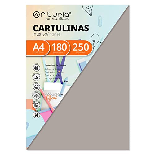 Pack 250 Cartulinas Color Gris Tamaño A4 180g von OFITURIA
