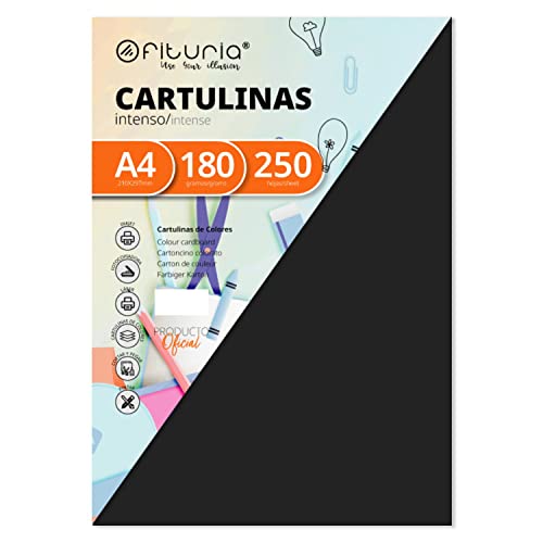 Pack 250 Cartulinas Color Negro Tamaño A4 180g von OFITURIA