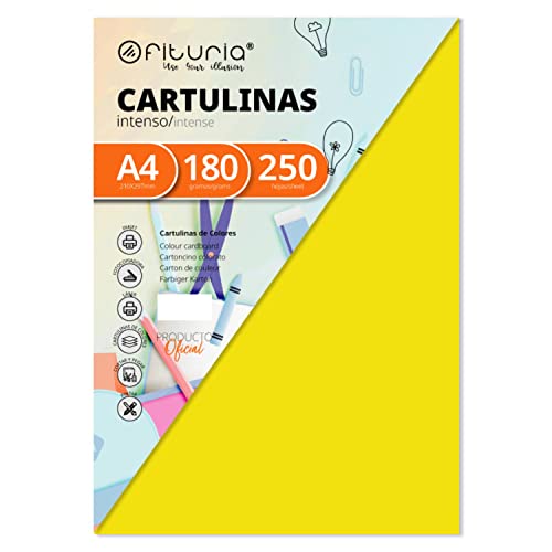 Pack 250 Cartulinas Color Amarillo FuerteTamaño A4 180g von OFITURIA