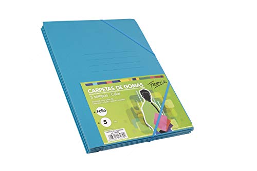 Pack 5 Carpetas Tamaño Folio con Solapa y Gomas Elasticas Color Turquesa von OFITURIA