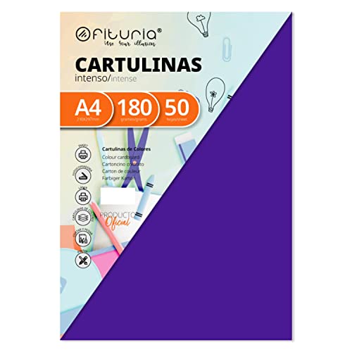 Pack 50 Cartulinas Color Morado Tamaño A4 180g von OFITURIA