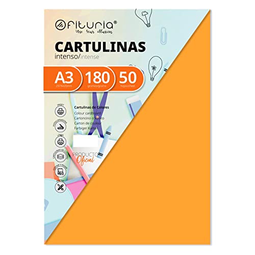 Pack 50 Cartulinas Color Amarillo Oro Tamaño A3 180g von OFITURIA