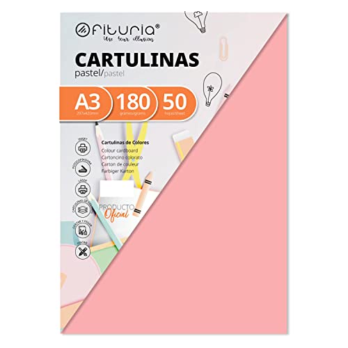 Pack 50 Cartulinas Color Salmon Tamaño A3 180g von OFITURIA