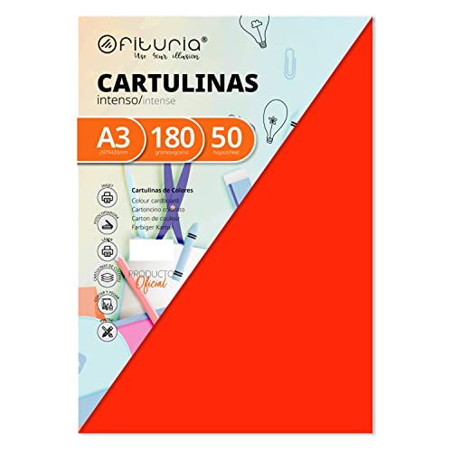 Pack 50 Cartulinas Color Naranja Tamaño A3 180g von OFITURIA