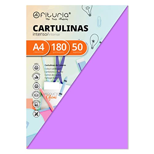 Pack 50 Cartulinas Color Lila Tamaño A4 180g von OFITURIA