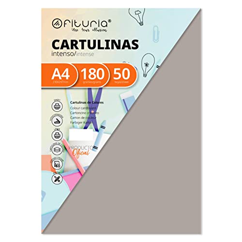 Pack 50 Cartulinas Color Gris Tamaño A4 180g von OFITURIA