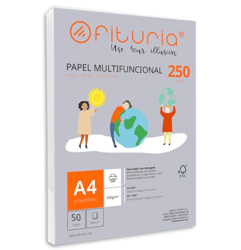 Packung mit 50 weißen DIN A4 Blättern, 250g Druckerpapier. Multifunktionales Kopierpapier für Schule und Büro. Ideal für Laserdrucker, Tintenstrahldrucker oder Kopierer – Ofituria Packung mit 50 weißen DIN A4 Blättern, 250g Druckerpapier. Multifunktionales Kopierpapier für Schule und Büro. Ideal für Laserdrucker, Tintenstrahldrucker oder Kopierer – Ofituria von OFITURIA