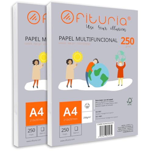 Packung mit 500 weißen DIN A4 Blättern, 250g Druckerpapier. Multifunktionales Kopierpapier für Schule und Büro. Ideal für Laserdrucker, Tintenstrahldrucker oder Kopierer – Ofituria Packung mit 500 weißen DIN A4 Blättern, 250g Druckerpapier. Multifunktionales Kopierpapier für Schule und Büro. Ideal für Laserdrucker, Tintenstrahldrucker oder Kopierer – Ofituria von OFITURIA