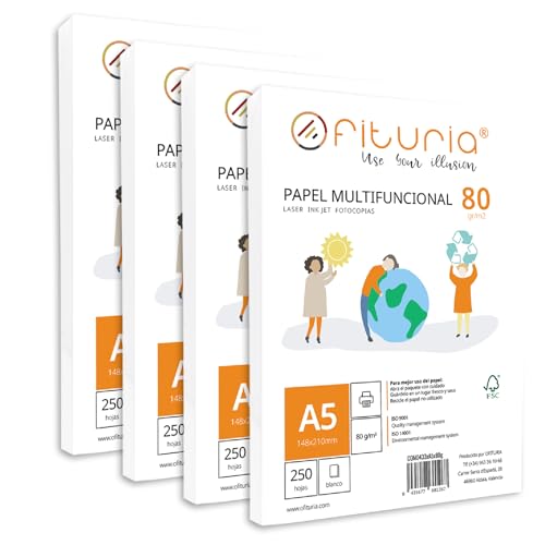 Packung mit 80 g A5-Blättern, 1500 Blatt, weißes Multifunktionspapier für Schule und Laborals, ideal für Laserdrucker, Tintenstrahldrucker oder Kopierer - Ofituria Packung mit 80 g A5-Blättern, 1500 Blatt, weißes Multifunktionspapier für Schule und Laborals, ideal für Laserdrucker, Tintenstrahldrucker oder Kopierer - Ofituria von OFITURIA