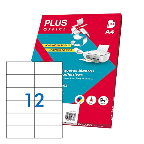 Plus Office 10692 Klebeetiketten, rechteckig, 1.200 Etiketten pro Karton, 4 mm, Weiß Plus Office 10692 Klebeetiketten, rechteckig, 1.200 Etiketten pro Karton, 4 mm, Weiß von OFITURIA