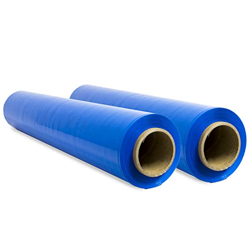 Stretch-Verpackungsfolie, blaue Kunststofffolie zum Verpacken, schützende Kunststoffrolle für Versand und Umzug, Rolle von 50 cm und bis zu 400 m dehnbar - Ofituria (2 Stück) von OFITURIA