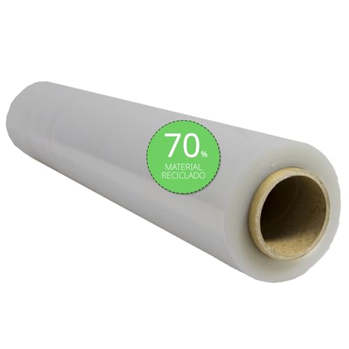 Stretch-Verpackungsfolie, transparente Kunststofffolie 75% recyceltes Material für Verpackungen, schützende Kunststoffrolle, Rolle von 50 cm und bis zu 400 m dehnbar – Ofituria (1 Einheit) von OFITURIA