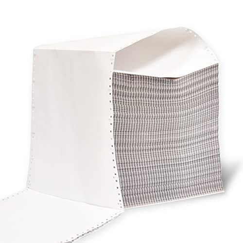Weißes Endlospapier, Doppelblatt-Endlospapier, Selbstdurchschreibepapier mit Höhen, Zick-Zack-gefaltete Blätter, Maße 240 mm x 279 mm – Ofituria (1500 Blatt) von OFITURIA