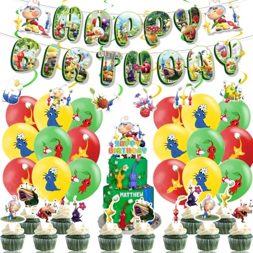 Cartoon Geburtstags Dekorationen 38pcs Spiel Party Deko Geburtstagsfeier Dekorationen Cake Toppers Geburtstag Banner Dekoration Pikmin Ballon für Kinder Cartoon Geburtstags Dekorationen 38pcs Spiel Party Deko Geburtstagsfeier Dekorationen Cake Toppers Geburtstag Banner Dekoration Pikmin Ballon für Kinder von OFKAFEZV