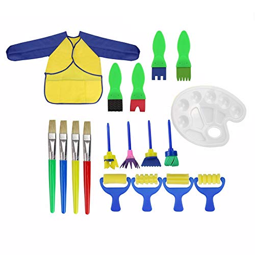 OFKPO 18 Stück Kinder Malerei Schwamm Pinsel Werkzeug Set,für Kinder Gouache Craft Pinsel und Schürze Malwerkzeuge OFKPO 18 Stück Kinder Malerei Schwamm Pinsel Werkzeug Set,für Kinder Gouache Craft Pinsel und Schürze Malwerkzeuge von OFKPO