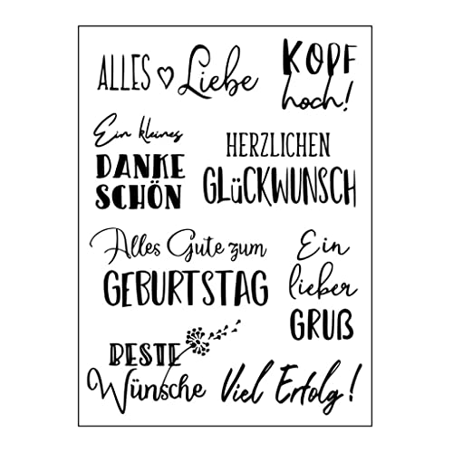 OFUNGO Clear Stamps Deutsch-Silikonstempel Set Deutschl, Silikonstempel Sprüche Silikon Stempel für DIY Karte Scrapbooking Basteln, Deutsch Geburtstag, Hochzeit, Weihnachten (12) von OFUNGO