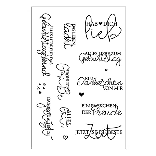 OFUNGO Clear Stamps Deutsch-Silikonstempel Set Deutschl,Silikonstempel Sprüche Silikon Stempel für DIY Karte Scrapbooking Basteln, Silikonstempel Deutsch Geburtstag,Hochzeit,Weihnachten(9) von OFUNGO