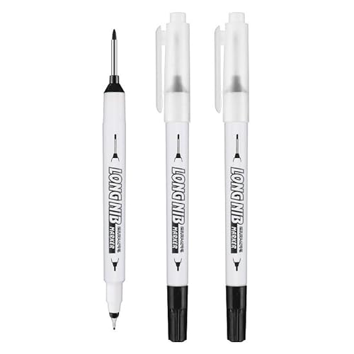 OFWAX 3/4 Stück Doppelspitze, 20 mm tiefes Loch, lange Spitze, Kopfmarker für Metall, Perforierstift, Badezimmer, Holzbearbeitung, Dekoration, Mehrzweck, 3/4 Stück (3 schwarz) von OFWAX