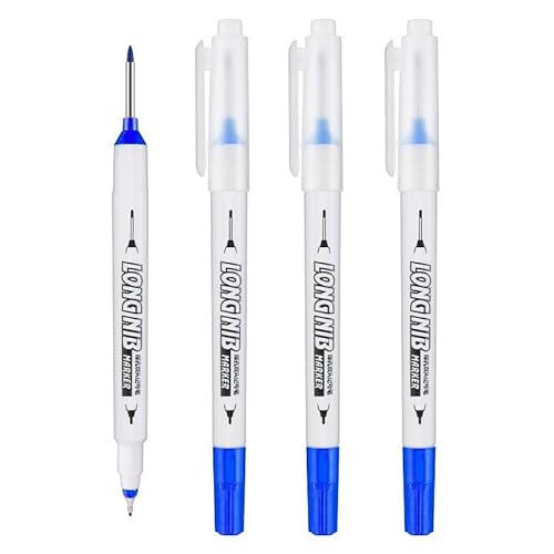 OFWAX 3/4 Stück Doppelspitze, 20 mm tiefes Loch, lange Spitze, Kopfmarker für Metall, Perforierstift, Badezimmer, Holzbearbeitung, Dekoration, Mehrzweck, 4 Stück (4 blau) von OFWAX