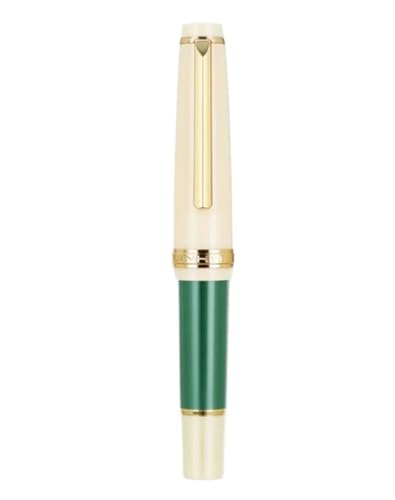 OFWAX EF-Füllfederhalter, extra feine Spitze, goldfarbener Clip, 0,38 mm, Mini-Tintenstift, kurz, 10,6 cm, niedliche Stifte (Armeegrün, EF-Feder) von OFWAX