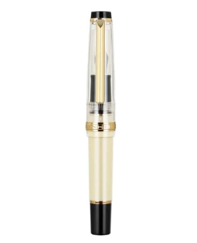 OFWAX EF-Füllfederhalter, extra feine Spitze, goldfarbener Clip, 0,38 mm, Mini-Tintenstift, kurz, 10,6 cm, niedliche Stifte (Schwarz und Weiß, Feder) von OFWAX