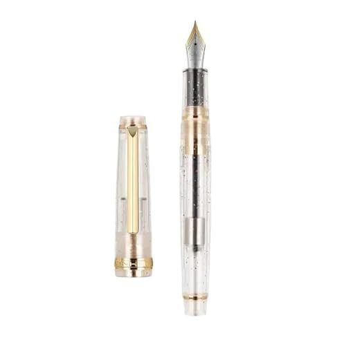 OFWAX Füllfederhalter, transparenter Kunststoff, Drehstift, beliebt, EF F, M, Schreibwaren, für Büro, Schule, Schreibwaren (Himmelblau, gebogen) von OFWAX