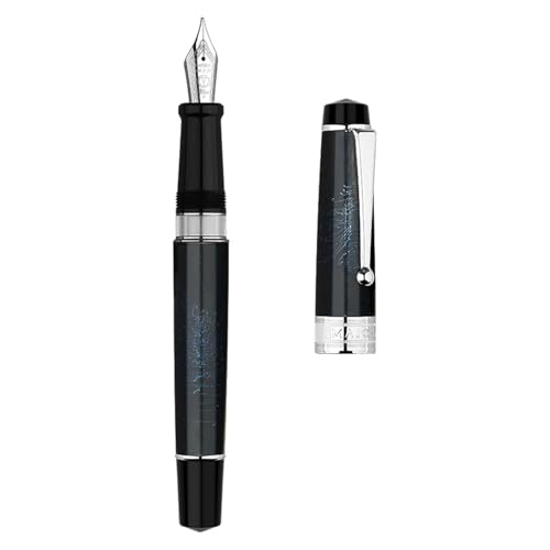 OFWAX Füllfederhalter aus Metall, Kolbentinte, Iridium, EF/F/M, Feder, schönes Schreibset, Geschenkset, Bürobedarf (blau – Feder) von OFWAX