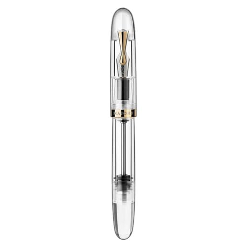 OFWAX Füllfederhalter mit Pipettenfüllung, große Größe, EF/F/M-Feder, transparenter Acryl-Schreibtintenstift für Büro, Business, Schule (transparent, F) von OFWAX