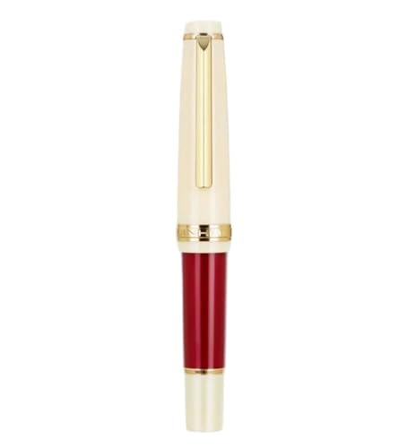 OFWAX Füllfederhalter mit extra feiner Spitze, goldfarbener Clip, 0,38 mm, EF-Tintenstift, Mini-Kurzstil-Serie, 10,6 cm, niedliche Stifte (Palastmuseum, Rot, Feder) von OFWAX