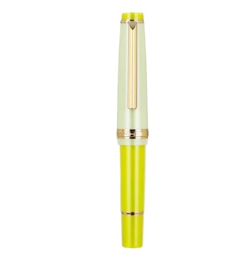 OFWAX Füllfederhalter mit extra feiner Spitze, goldfarbener Clip, 0,38 mm, EF-Tintenstift, Mini-Kurzstil-Serie, 10,6 cm, niedliche Stifte (grüne Zitrone, EF-Feder) von OFWAX