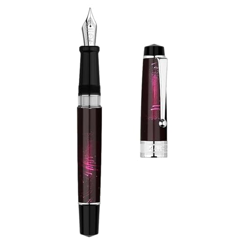 OFWAX Metall-Füllfederhalter, Kolbentinte, Iridium, EF/F/M, Feder, schönes Schreibset, Geschenkset, Bürobedarf (violett – Feder) von OFWAX