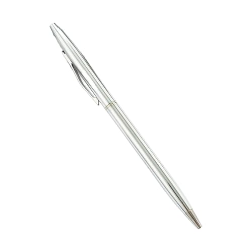 OFWAX Metall-Kugelschreiber, schmal, Rotgold, Silber, Werbung, Schule, Bürobedarf, kostenloses Logo (Silber 2, Blau), 100 Stück von OFWAX