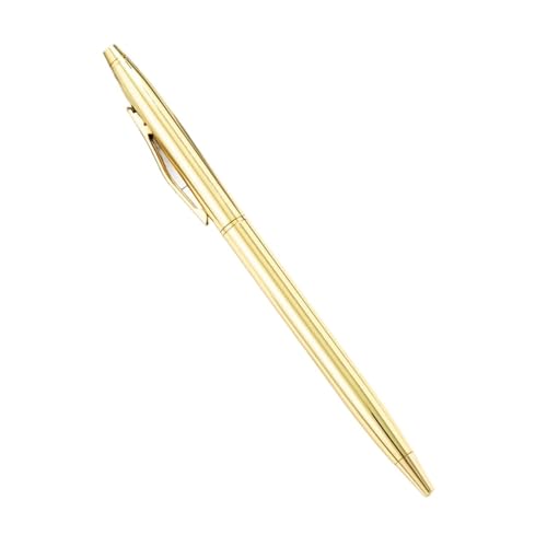 OFWAX Metall-Kugelschreiber, schmal, Rotgold, Silber, Werbung, Schule, Bürobedarf, kostenloses individuelles Logo (Gold 2, Blau), 100 Stück von OFWAX