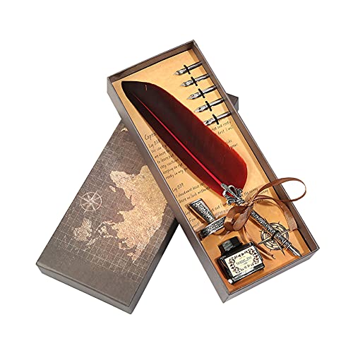OFWAX Seidiger Füllfederhalter, europäischer Stil, Retro-Federstift, Abschluss, Geburtstag, Büro, Unterschrift, Geschenk, Kalligraphie, Schreibwaren (rot) von OFWAX