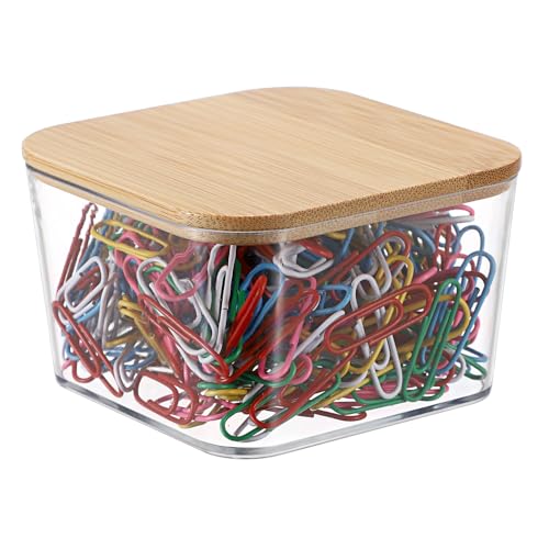 OGANAZI Klammernspender Büro Klammern Box Kunststoffbox mit Bambus Deckel Klein Transparent Aufbewahrungsbox Vielseitig Schreibtisch Organizer für Büroklammern, Paper Clip, Briefklammern 7,7x7,7x5,5cm OGANAZI Klammernspender Büro Klammern Box Kunststoffbox mit Bambus Deckel Klein Transparent Aufbewahrungsbox Vielseitig Schreibtisch Organizer für Büroklammern, Paper Clip, Briefklammern 7,7x7,7x5,5cm von OGANAZI